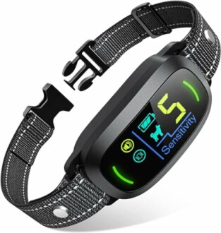 Electronic dog training collar with sensitivity settings.