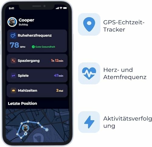 Smartphone displaying health tracking app interface with heart rate and activity.