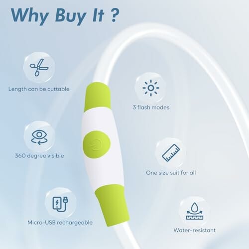 LED dog collar features: cuttable length, three flash modes, 360 degree visibility, one size fits all, micro-USB rechargeable, water-resistant.