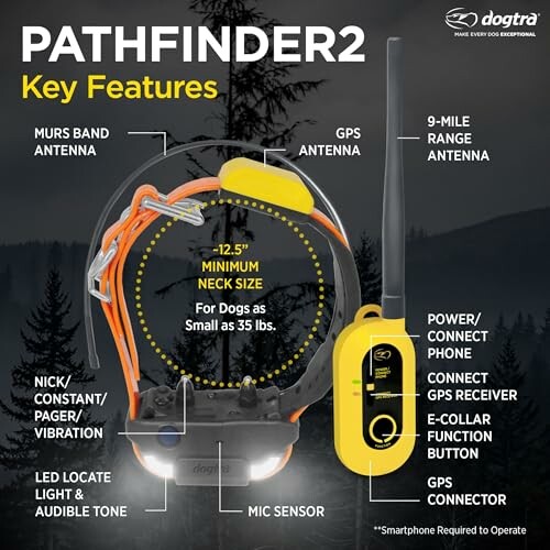 Pathfinder2 dog tracking collar key features