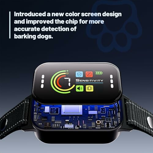 Smartwatch with new color screen and chip for detecting barking dogs.