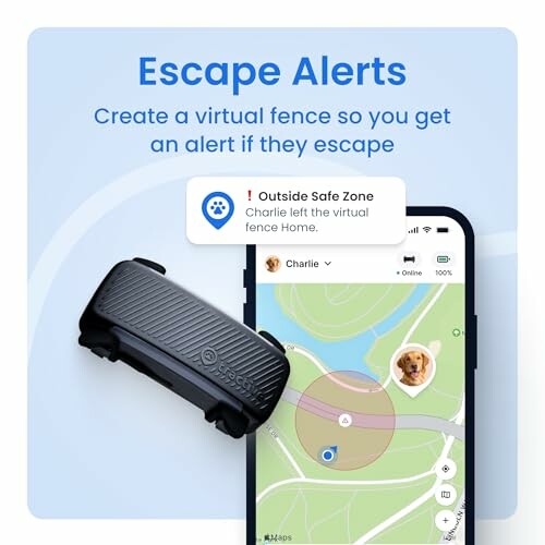 Virtual fence alert with device and phone app